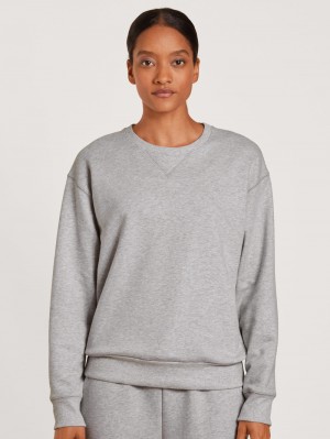 Women Calida Circular Lounge Sweatshirt, Cradle To Cradle Certified® Yoga Grey Melange | 509437-URC