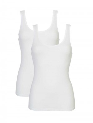 Women Calida Classic Tank Top, Two-pack Underwear White | 165497-PMU