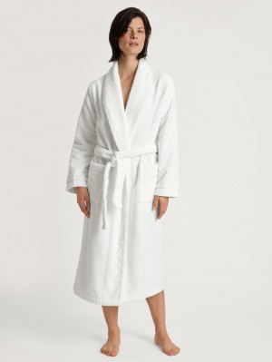 Women Calida Cosy Shower Bathrobe Bathrobes New White | 036851-OYB