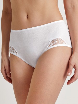 Women Calida Cotton Desire Midi Brief Underwear Weiss | 691340-THA