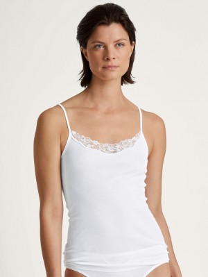 Women Calida Cotton Desire Spaghetti Top Underwear Weiss | 275401-YRS