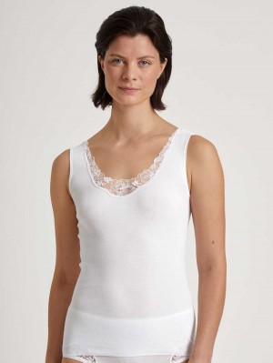 Women Calida Cotton Desire Tank Top Underwear Weiss | 908176-KOF