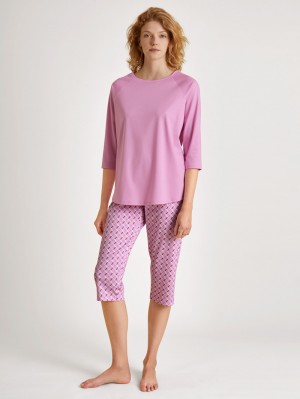 Women Calida Daylight Dreams 3/4 Pyjama Sleepwear Bubble Gum Pink | 835621-AVX