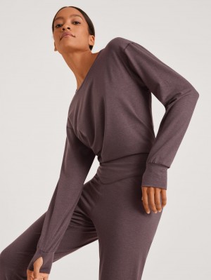 Women Calida Dsw Warming Shirt Long-sleeve Sleepwear Soft Taupe | 843160-WCZ