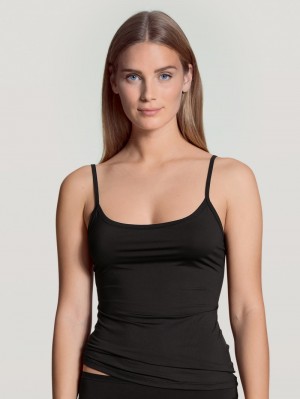 Women Calida Eco Sense Spaghetti Top Underwear Schwarz | 967210-CYF