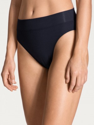 Women Calida Elastic Brief, High Waist Underwear Dark Lapis Blue | 639805-SIE