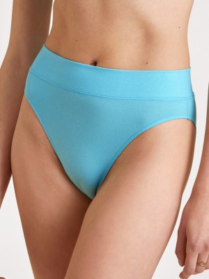 Women Calida Elastic Brief, High Waist Underwear Blue Topaz | 310589-AKF