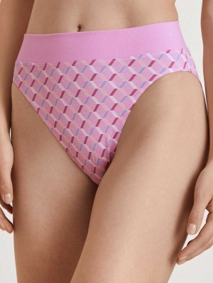 Women Calida Elastic Trend Brief, High Waist Yoga Bubble Gum Pink | 962817-UQI