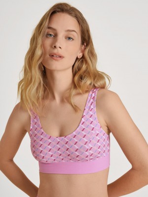 Women Calida Elastic Trend Bustier Underwear Bubble Gum Pink | 041387-HRG