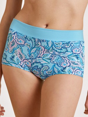 Women Calida Elastic Trend Shorty Regular Cut Underwear Blue Topaz | 742801-ZGX