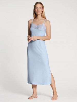 Women Calida Elegant Dreams Nightdress With Spaghetti Straps Sleepwear Harmony Blue | 420961-TFV