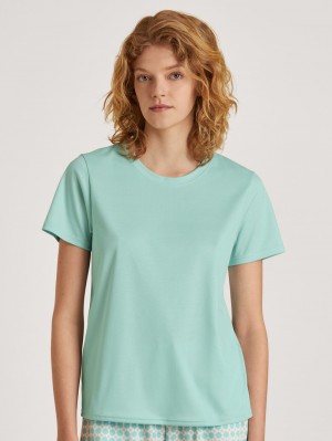 Women Calida Favourites Balance Shirt Short Sleeve Sleepwear Glacier Blue | 680153-OSJ