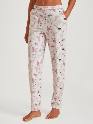 Women Calida Favourites Dog Pants Sleepwear Star White | 937628-QRI