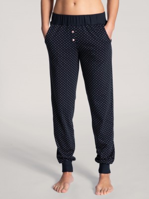 Women Calida Favourites Dreams Pants With Cuff Sleepwear Dark Lapis Blue | 374158-END