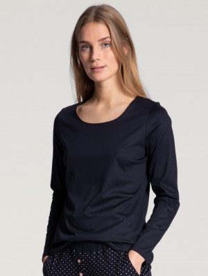 Women Calida Favourites Dreams Shirt Long Sleeve Loungewear Dark Lapis Blue | 596347-XJZ