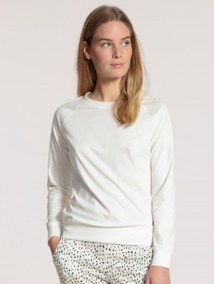 Women Calida Favourites Dreams Shirt Long Sleeve Loungewear Star White | 058276-GZS