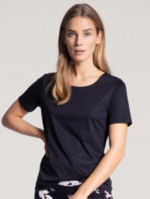 Women Calida Favourites Dreams Shirt Short Sleeve Sleepwear Dark Lapis Blue | 406918-WHC