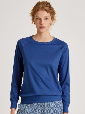 Women Calida Favourites Energy Shirt Long Sleeve Yoga Sodalite Blue | 849715-MUE