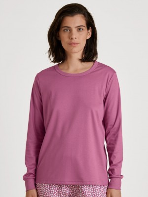 Women Calida Favourites Harmony Shirt Long Sleeve Sleepwear Red Violet | 852497-CYD