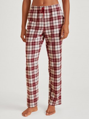 Women Calida Favourites Holidays Flannel Trousers Sleepwear Charm Cream | 391806-XMA