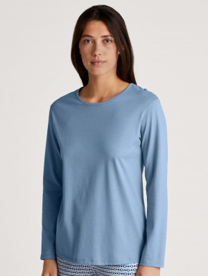 Women Calida Favourites Joy Shirt Long Sleeve Sleepwear Endless Sky | 926317-ATX