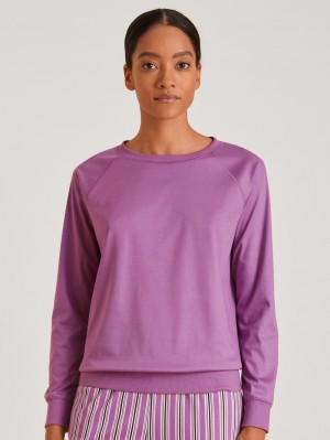 Women Calida Favourites Kiss Shirt Long Sleeve Yoga Mulberry Mauve | 089253-YGO