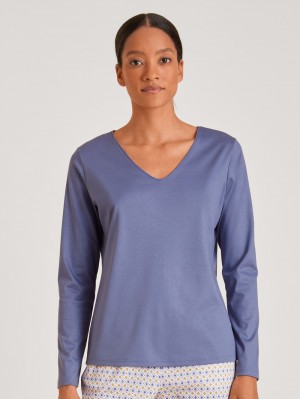 Women Calida Favourites Lavender Shirt Long Sleeve Loungewear Twilight Purple | 513629-NWF