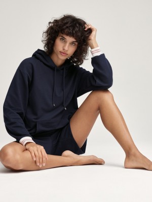 Women Calida Favourites Lounge Hoodie Loungewear Dark Lapis Blue | 719645-IWE