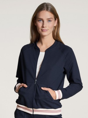 Women Calida Favourites Lounge Jacket Loungewear Dark Lapis Blue | 756402-BIH