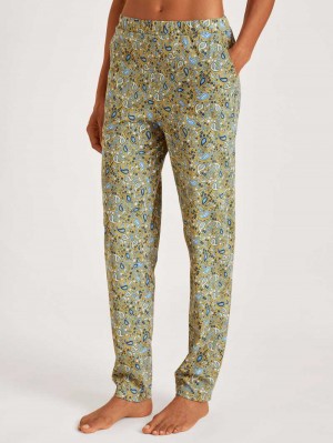 Women Calida Favourites Paisley Pants Sleepwear Sautere Yellow | 179582-QAN