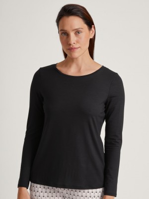 Women Calida Favourites Seduction Shirt Long Sleeve Loungewear Schwarz | 507419-XOP