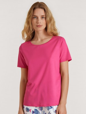 Women Calida Favourites Serenity Shirt Short-sleeve Loungewear Pink Flash | 809674-UEC