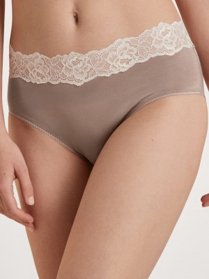 Women Calida Glamorous Lace Panty Underwear Etherea Taupe | 429076-CSB