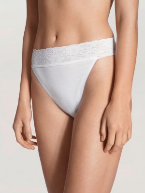 Women Calida Iconics Tanga Underwear Weiss | 130785-VHC