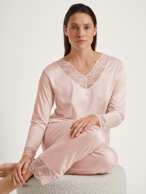 Women Calida Lace Nights Pyjama Sleepwear Creole Pink | 910736-HJX