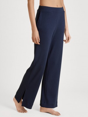 Women Calida Lounge Harmony Pants Loungewear Dark Blue | 650137-DEP