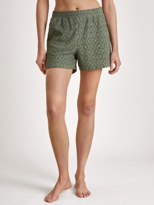 Women Calida Lounge Healing Shorts Loungewear Laurel Green | 093827-ALG