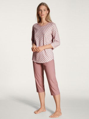 Women Calida Lovely Nights 3/4 Pyjama Sleepwear Rose Bud | 571643-ILQ