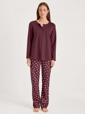 Women Calida Lovely Nights Pyjama Sleepwear English Red | 830127-SWH