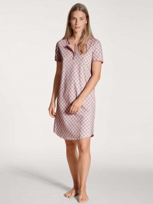 Women Calida Lovely Nights Sleepshirt, Length 95cm Sleepwear Rose Bud | 542103-MBK