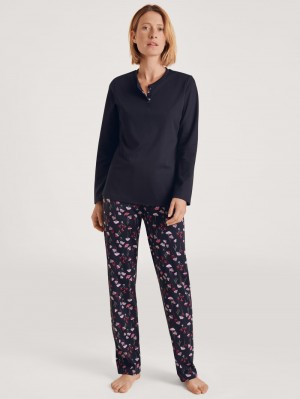 Women Calida Midnight Mushrooms Pyjama Sleepwear Dark Lapis Blue | 780351-NHY