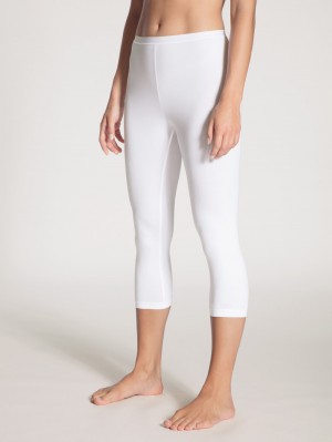 Women Calida Natural Comfort 3/4 Leggings Underwear Weiss | 452807-OJD