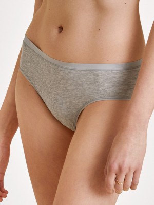 Women Calida Natural Comfort Brief Underwear Grey Melange | 218479-XMZ