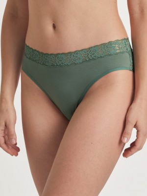 Women Calida Natural Comfort Lace Brief Underwear Laurel Green | 390427-QCR