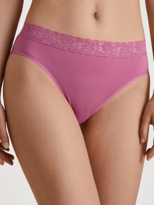 Women Calida Natural Comfort Lace Brief Underwear Red Violet | 175398-INQ