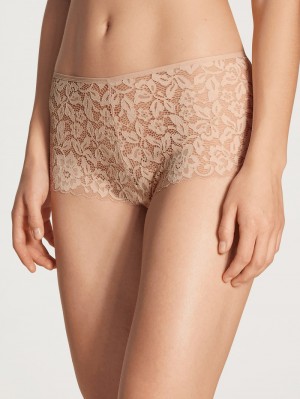 Women Calida Natural Comfort Lace Shorty Regular Cut Underwear Rose Teint | 610352-CWI