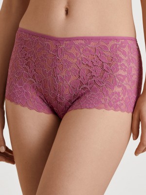 Women Calida Natural Comfort Lace Shorty Regular Cut Underwear Red Violet | 847269-YRG