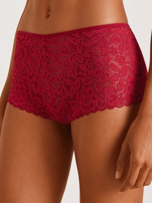 Women Calida Natural Comfort Lace Shorty Regular Cut Underwear Rio Red | 659408-KYF