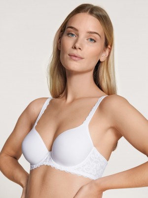 Women Calida Natural Comfort Lace Spacer Bra Underwear Weiss | 045792-VDH