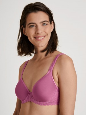 Women Calida Natural Comfort Lace Spacer Bra Underwear Red Violet | 958713-NCL